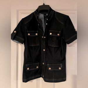 WHBM short sleeve jean denim shacket - size 6